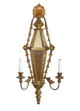 Pair of Carved Gilt Mirrored Sconces
