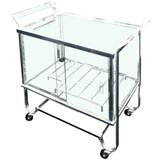 Vintage A Silverplate, Glass, and Lucite Drinks Trolley