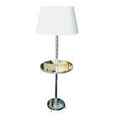 A Silverplate, Glass, and Mirrored Floor Lamp/Table