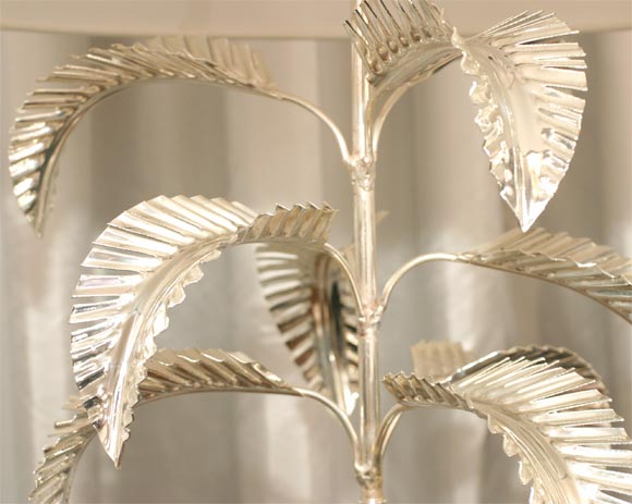 A pair of Silverplate and Crystal Palm Tree Table Lamps