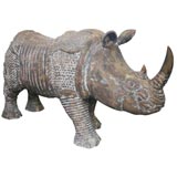 Anglo Indian Carved Wood Rhinoceros