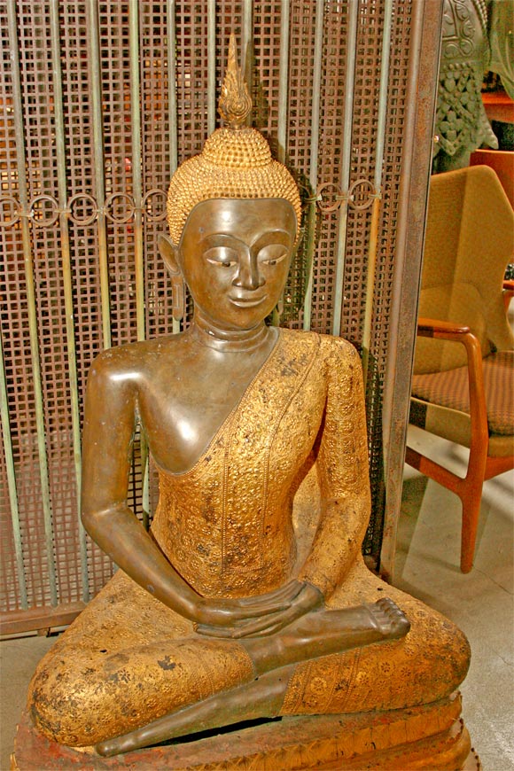 Siamese Gilt Bronze Seated Buddha, 19th century