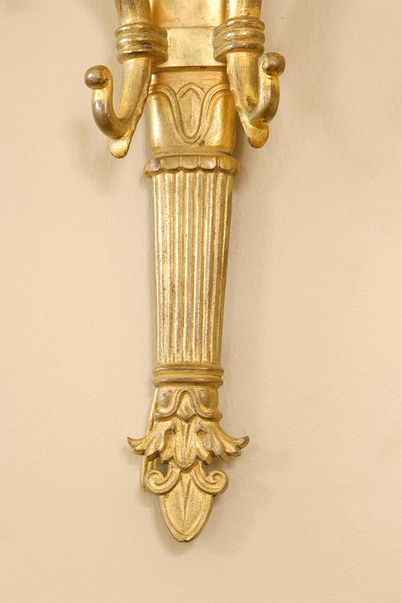 Bronze Dore Empire Sconces - Pair In Excellent Condition For Sale In New Orleans, LA