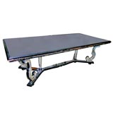 Mirrored and Black Lacquered Dining Table by Bagues