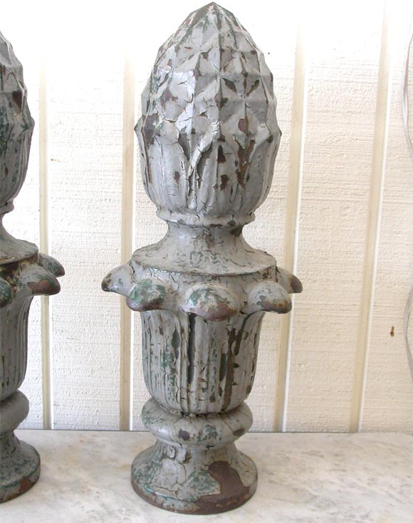 Pair 19th Century Cast Iron Finials