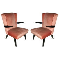 Pair Gio Ponti Style Italian Armchairs