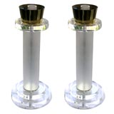 Bauer Lucite / brass table lamps