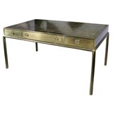 masculine Mastercraft  all brass desk with leather top