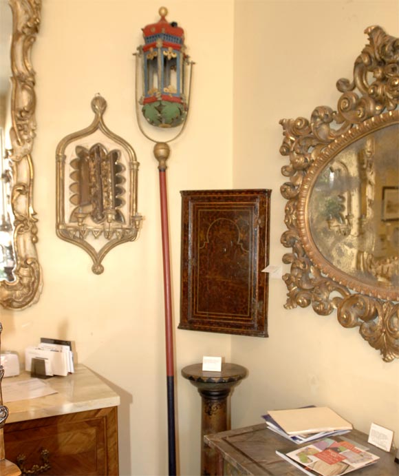 Pair of Venetian gilded and polychrome pagoda lanterns