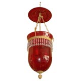 Pair of Regency style gilt-bronze mounted ruby glass lanterns