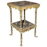Asthetic Movement gilt-brass 
slate/marble salon table