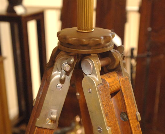 Walnut 19th Century  Surveyer's Tripod as Lamp