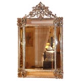 Antique Louis XIII Style Silvered Bronze Mirror