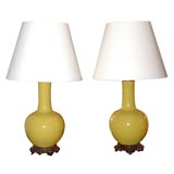 Pair Yellow Vases as Lamps