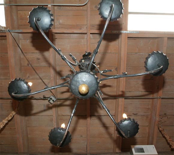 Louis XV style iron pair of chandeliers For Sale 1