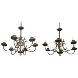 Louis XV style iron pair of chandeliers