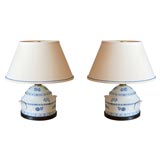 Pair of 70's Asian Porcelain Lamps