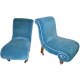 A pair of Victorian slipper chairs
