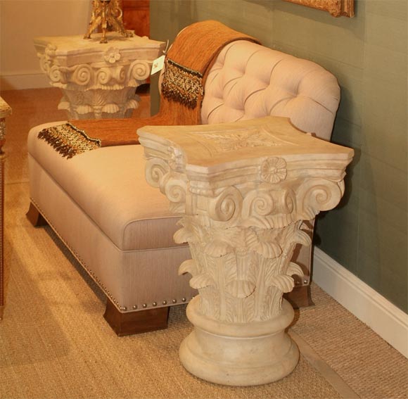 Pair of Marble Corinthian Capitals