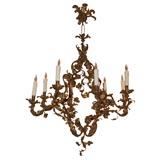 Gilt / Metal Chandelier with Delicate Oak-Leaf Design