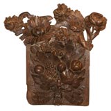 Sculpted  Bas Relief  in Walnut Representing Fruit and Flowers