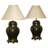 Pair of Decorative Painted Tole Lamps