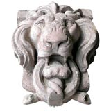 Cast Cement Lion's Head