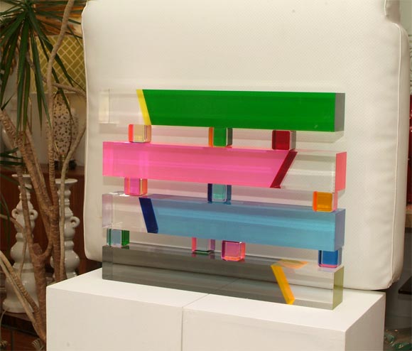 Acrylic sculpture by Vasa Mihich signed and dated 1983.