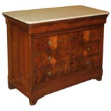 Louis Philippe Walnut  4-drawer marble topped Commode