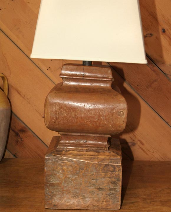 Indonesian Teak Column Support Table Lamp (Reference # EZ52a) For Sale