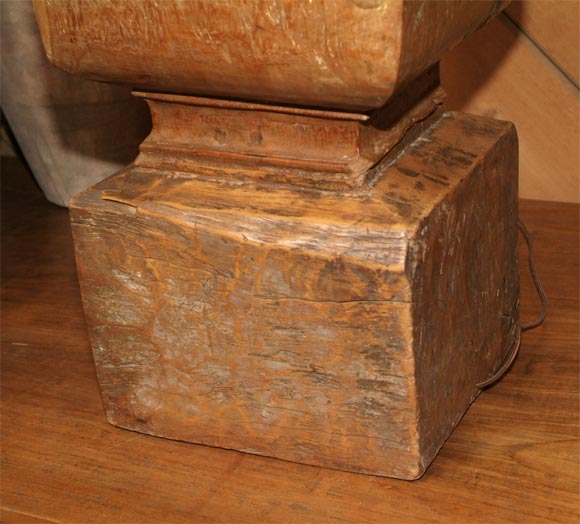 20th Century Teak Column Support Table Lamp (Reference # EZ52a) For Sale