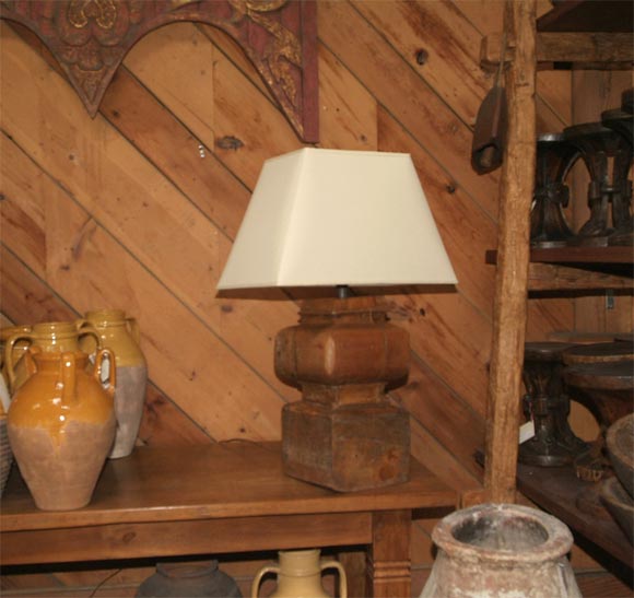 Teak Column Support Table Lamp (Reference # EZ52a) For Sale 2