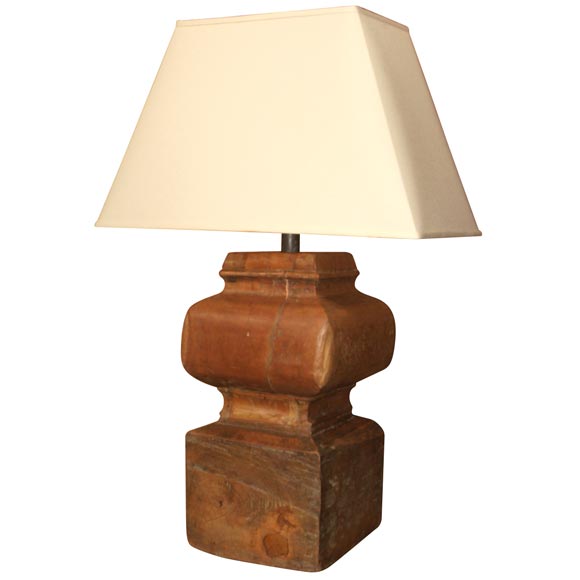 Teak Column Support Table Lamp (Reference # EZ52a) For Sale