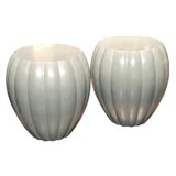 Lacquered Melon Side Tables/Stools