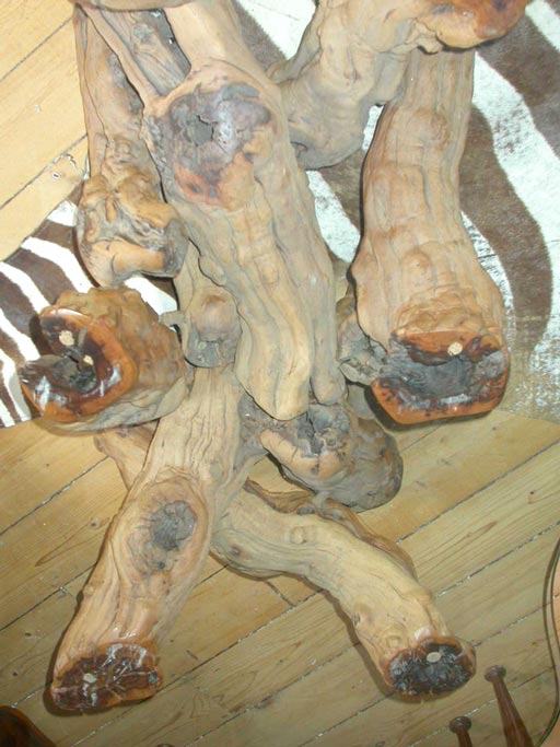Natural Root Glass Top Table