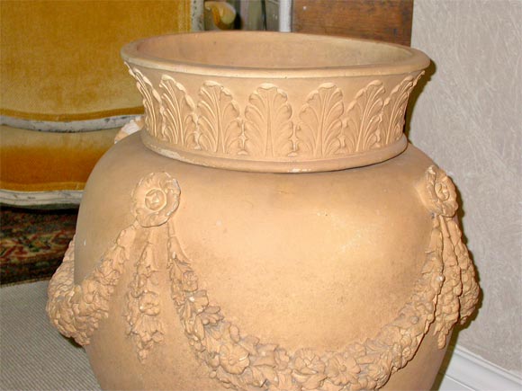 2-part terracotta French style urn by Gallway, 19th century