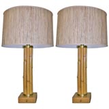 Pair of bamboo lamps