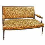 c 1900 Wood Carved Settee  with Original Fabric