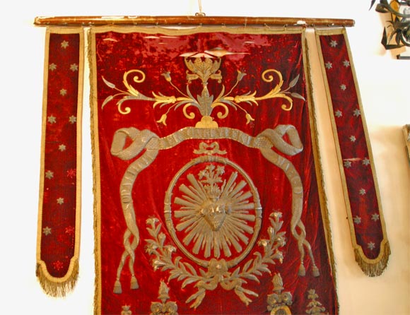 Flemish Velvet And Boullion Stumpwork Banner