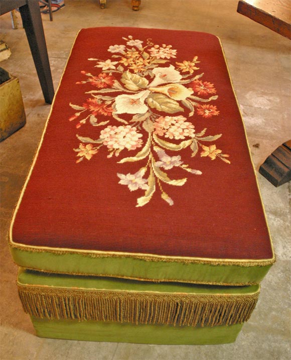 Huge Antique Needlepoint made into Ottoman
