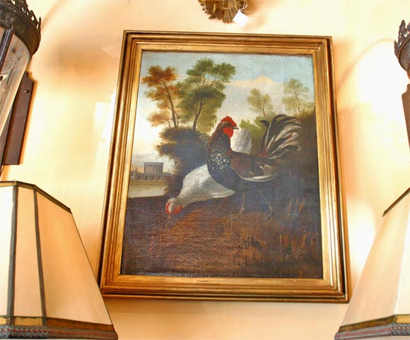oil painting roosters