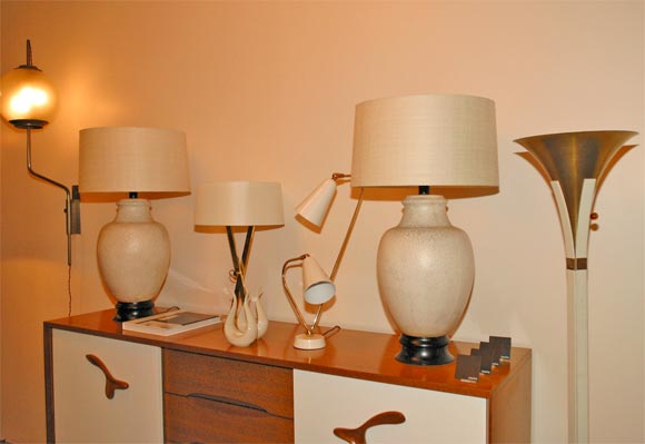 Pair of Italian salt glazed crackle lamps