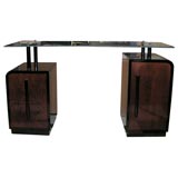 Mahogany ,Black lacquer and glass Desk/Vanity by Gilbert Rohde