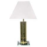 Vintage Table/Desk Lamp in Olive and Green Glass by Fontana Arte