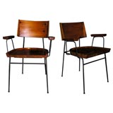 Pair of pine modernist armchairs
