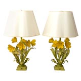 Pair of Metal Flower Lamps