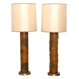 Pair of Wallpaper Roller Lamps