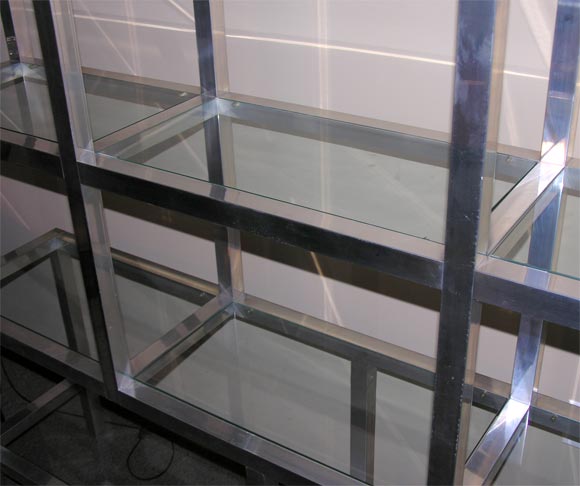 Chrome and Glass Architectural Shelving Unit at 1stDibs