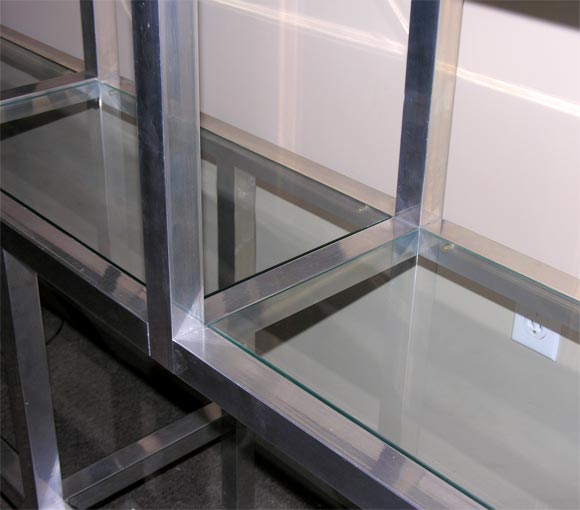 Chrome and Glass Architectural Shelving Unit at 1stDibs