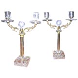 Vintage Pair of French Rock Crystal candelabres.